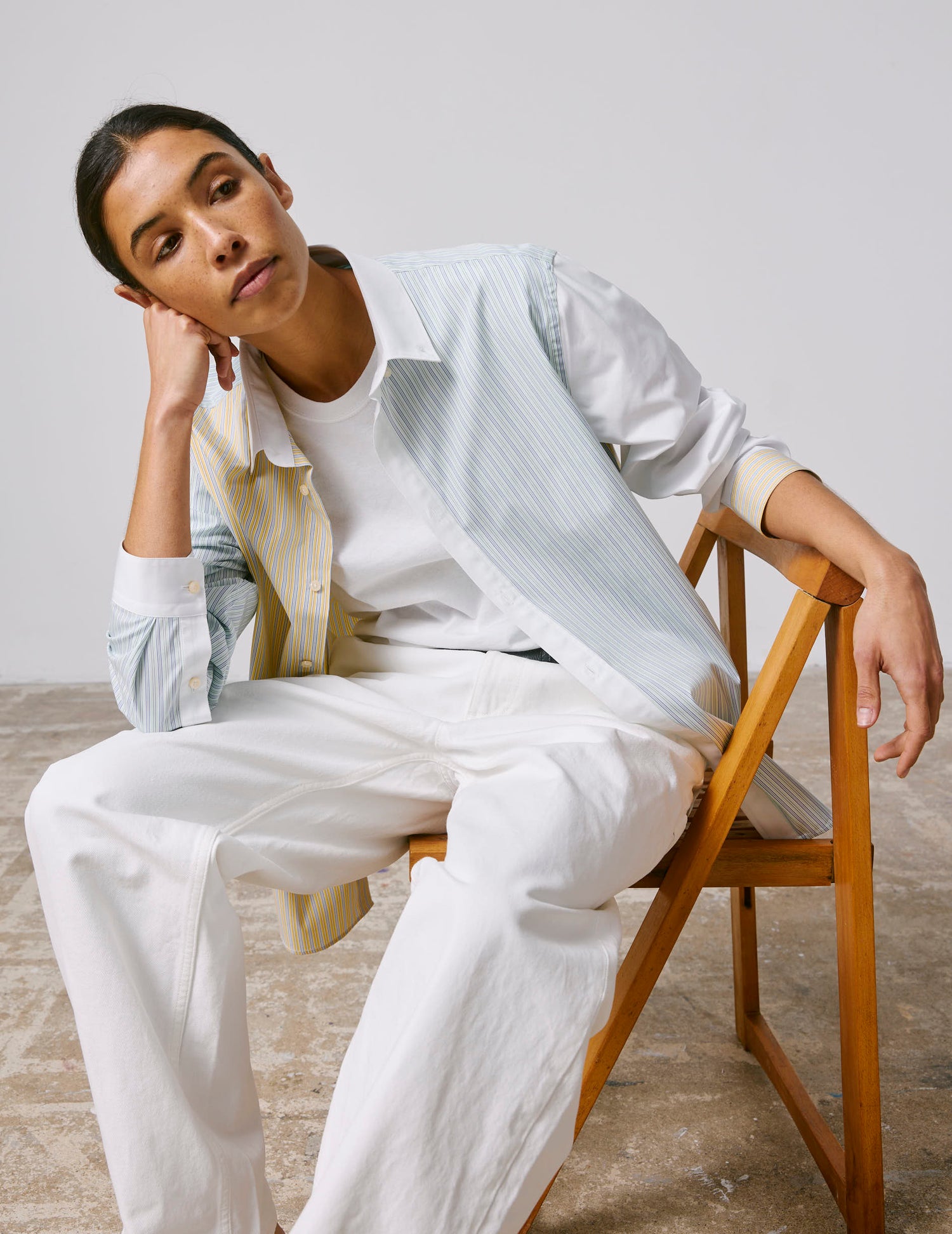 Fun shirt Harry rayée verte - Popeline - Col Américain#6