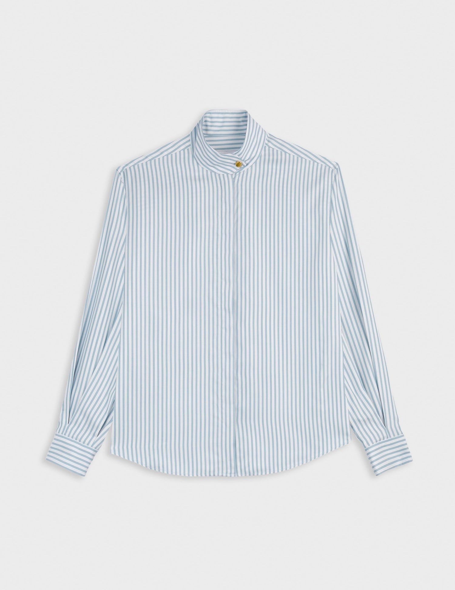 Blue lyocell Innaée shirt with hidden button placket - Twill - Droit montant pointe Collar#5