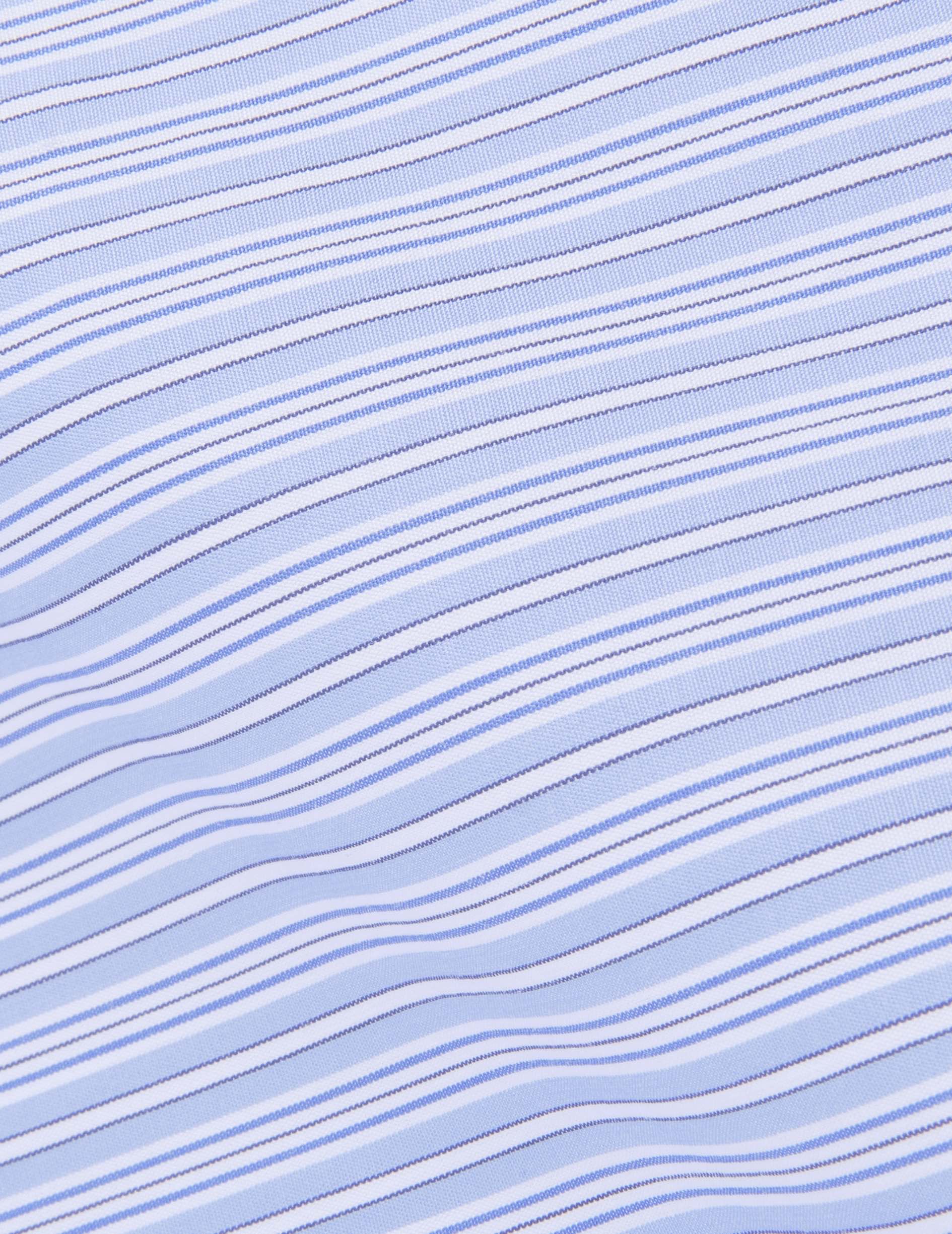 Chemise semi-ajustée rayée bleue - Popeline - Col Inversé