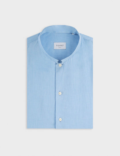 Light blue linen semi-fitted shirt 