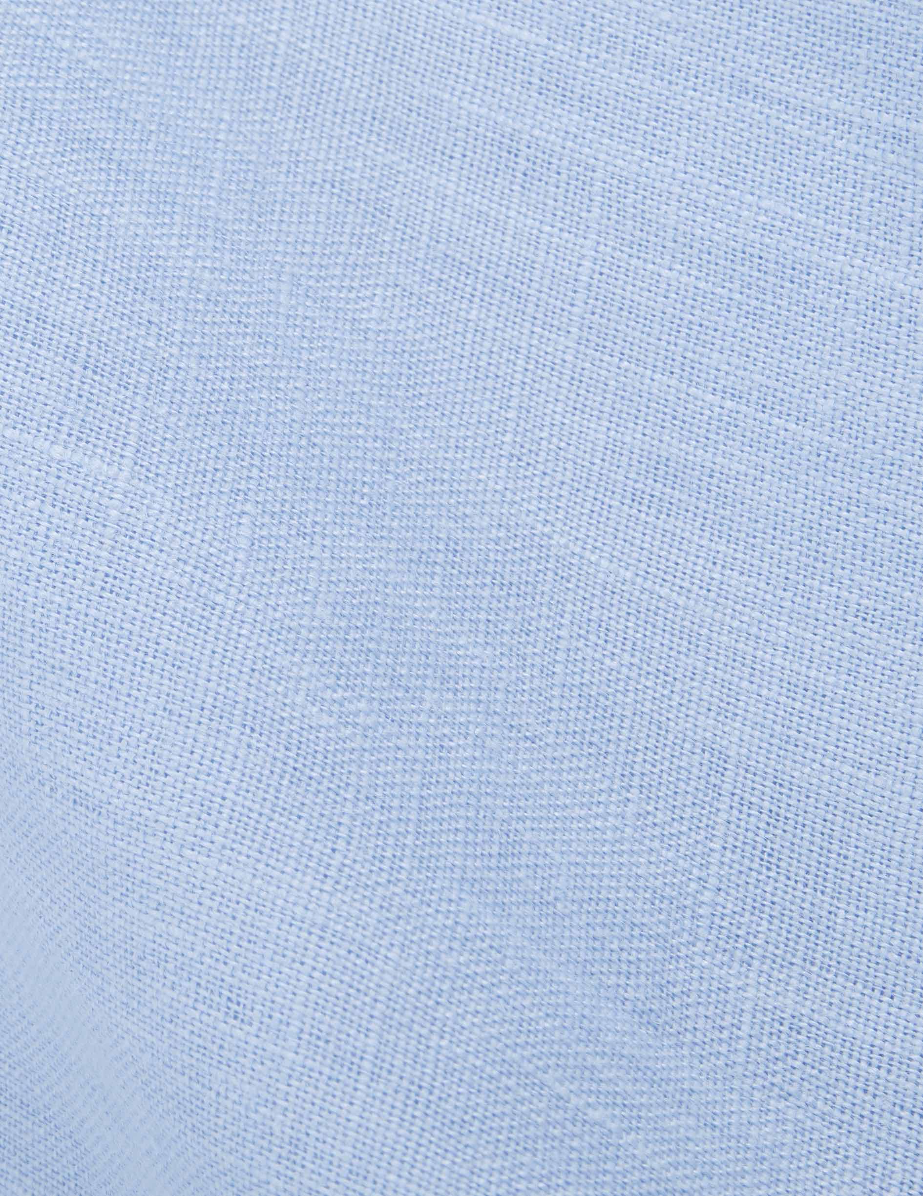 Light blue linen semi-fitted shirt  - Linen - Reverse Collar
