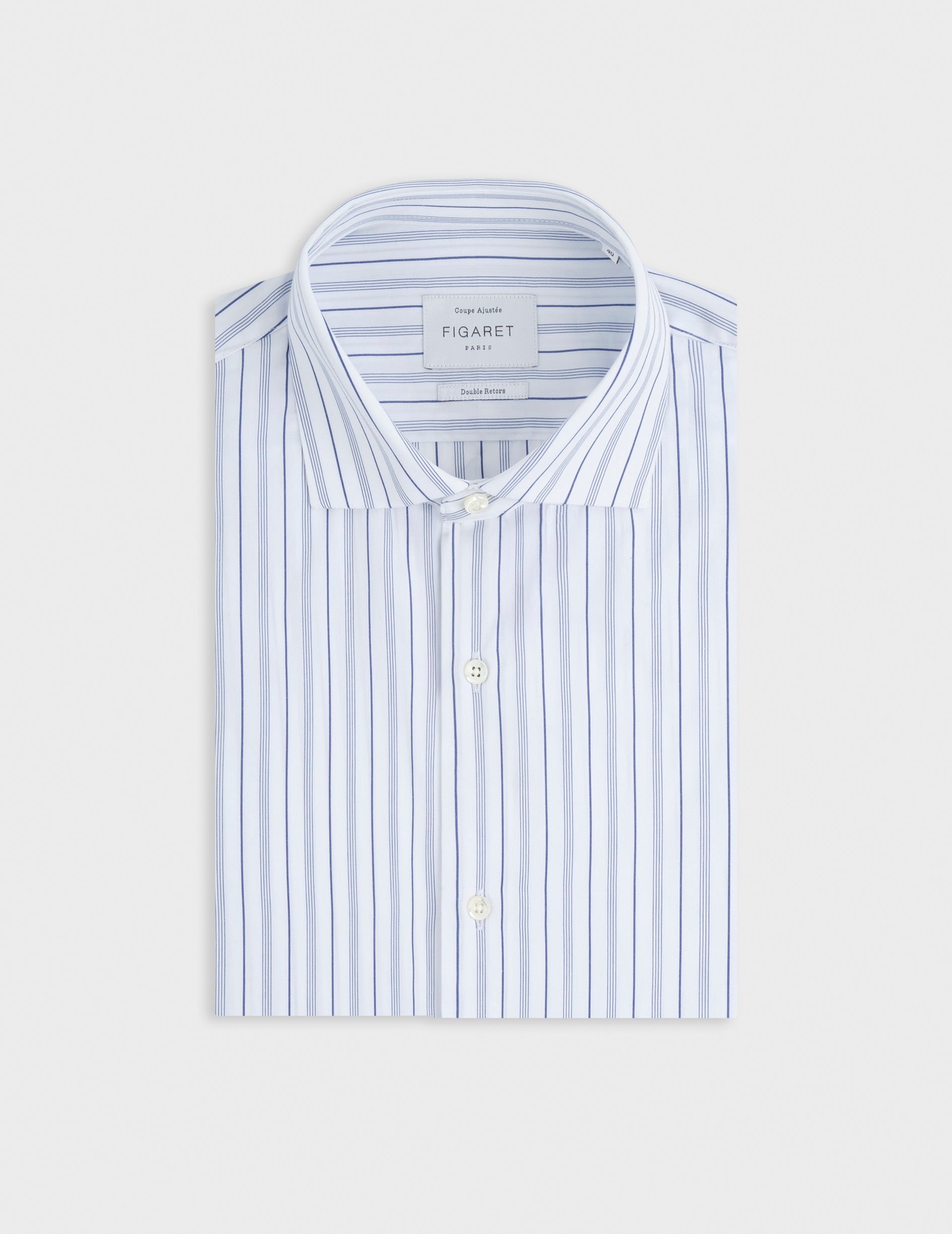 Chemise ajustée rayée bleu marine