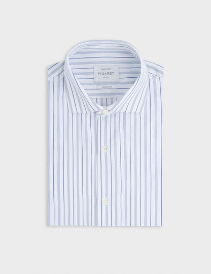 Chemise ajustée rayée bleu marine