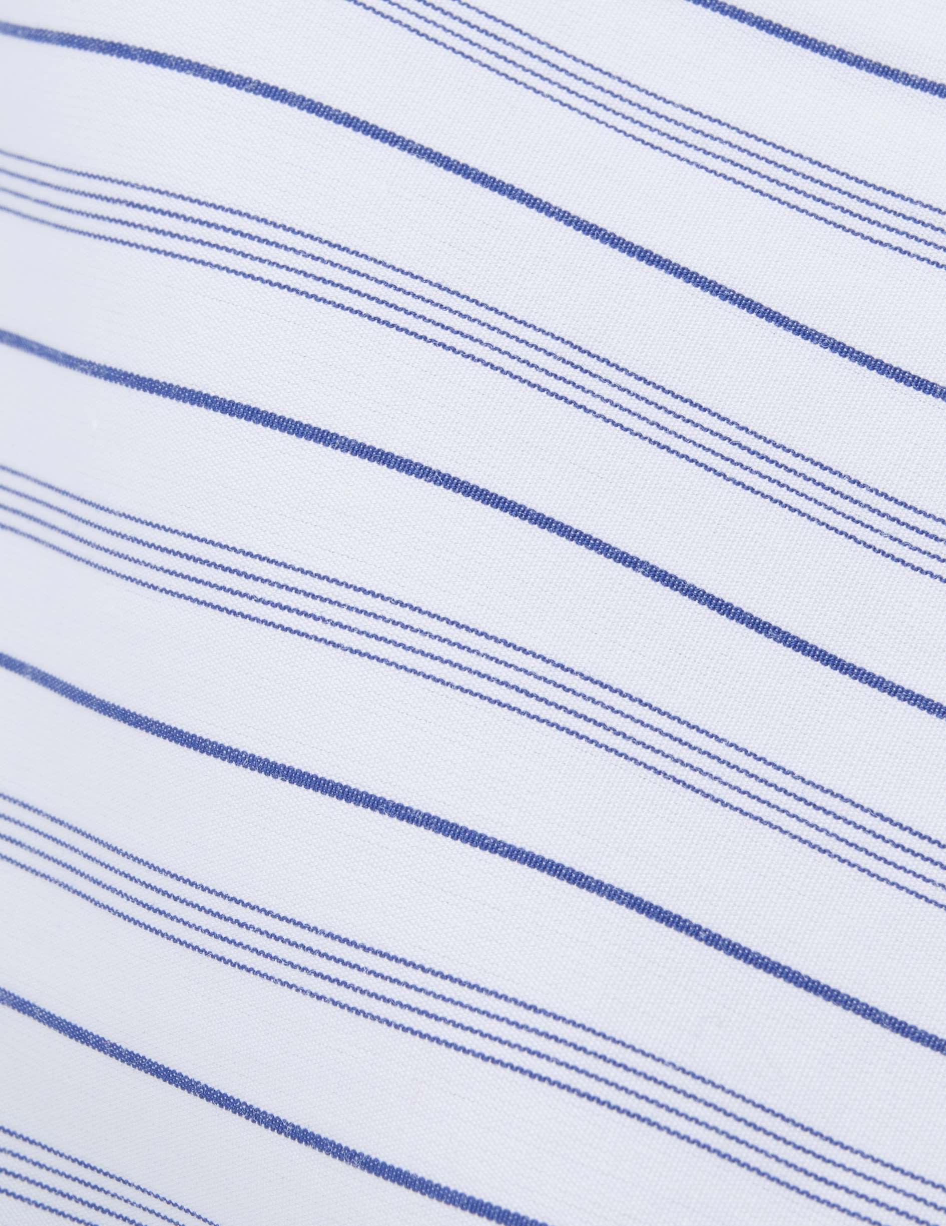 Chemise ajustée rayée bleu marine - Popeline - Col Italien