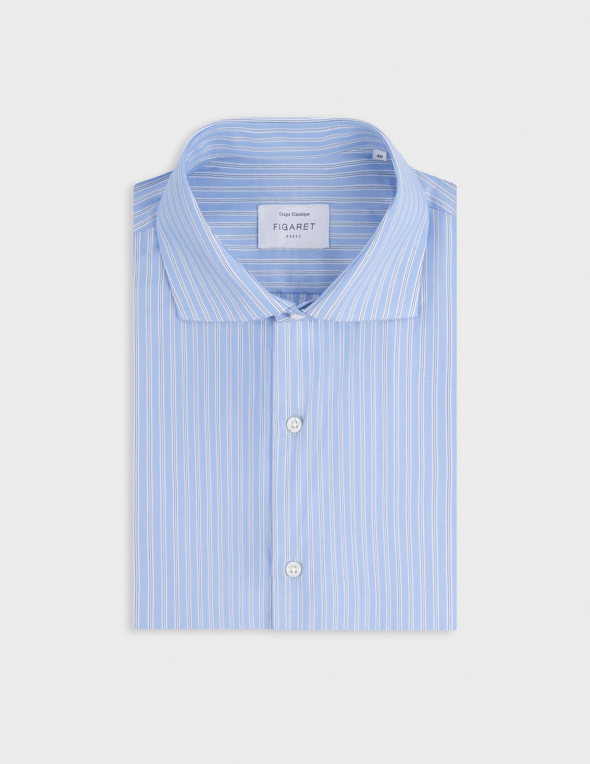 Chemise classique rayée bleue