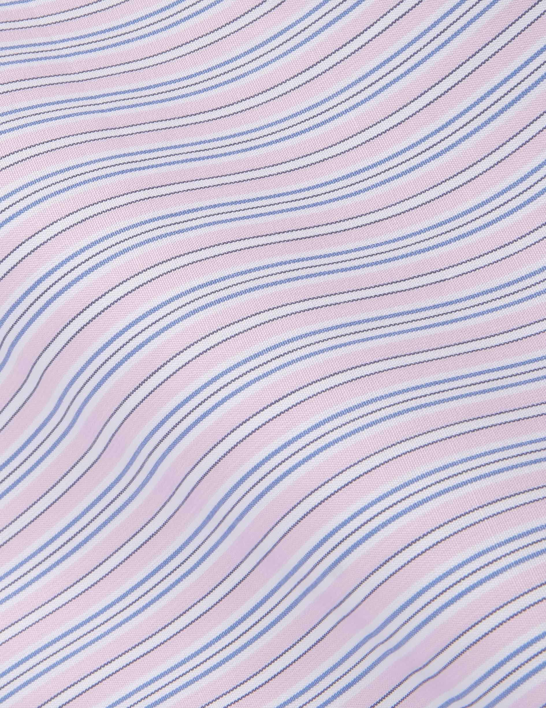 Chemise classique rayée rose - Popeline - Col Italien