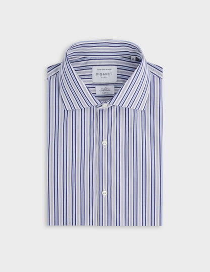 Chemise semi-ajustée rayée bleu marine