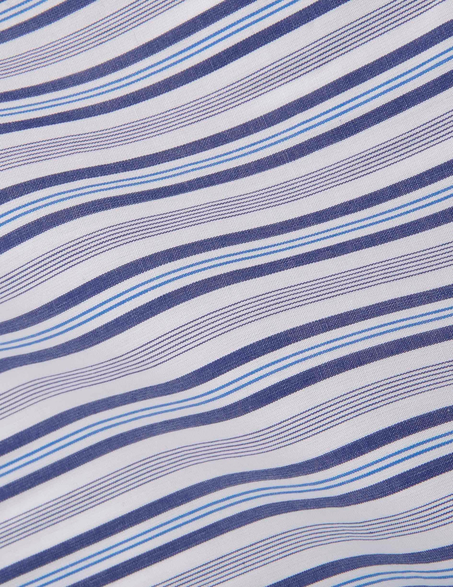 Chemise semi-ajustée rayée bleu marine - Popeline - Col Italien#2