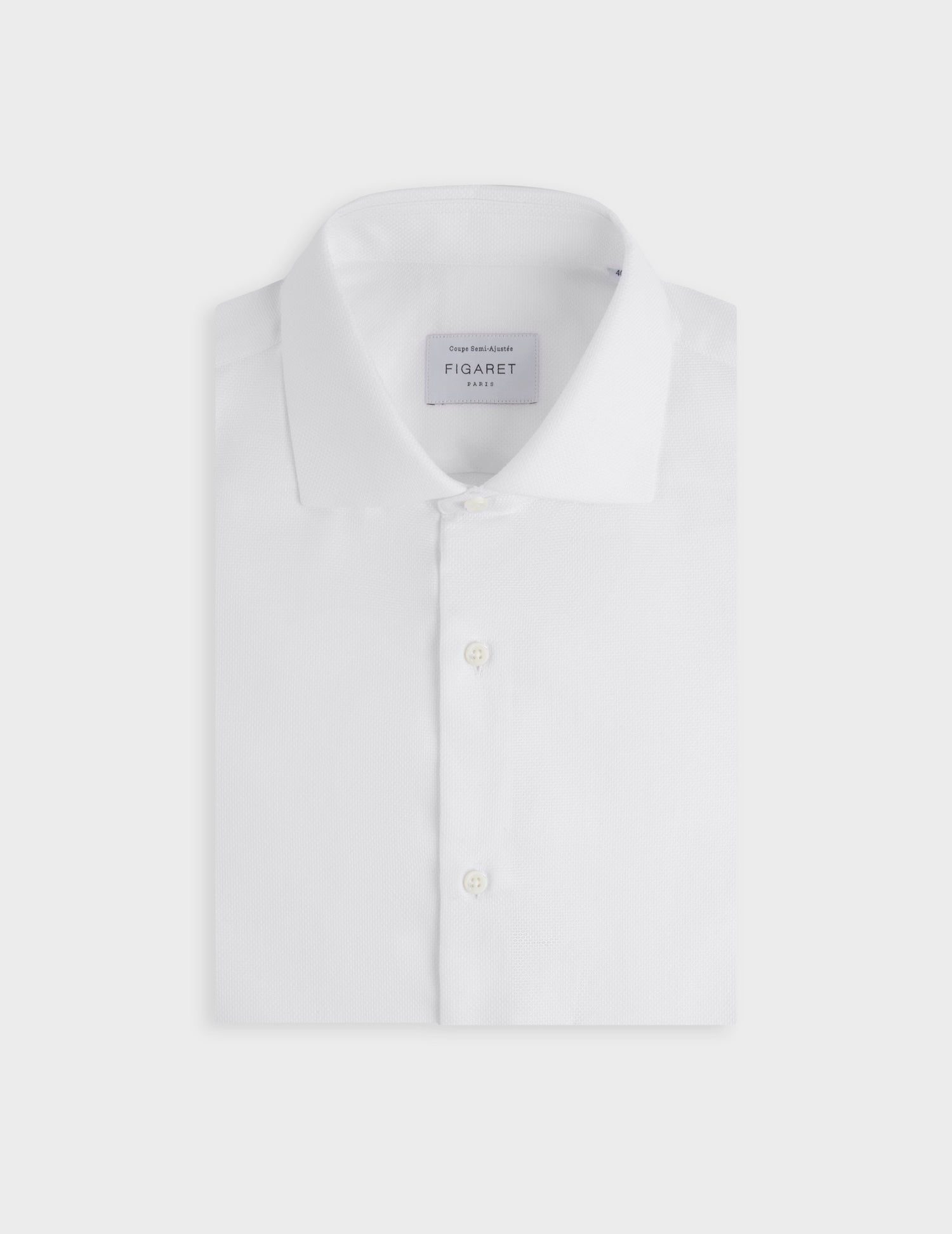 Chemise semi-ajustée blanche - Façonné - Col Italien