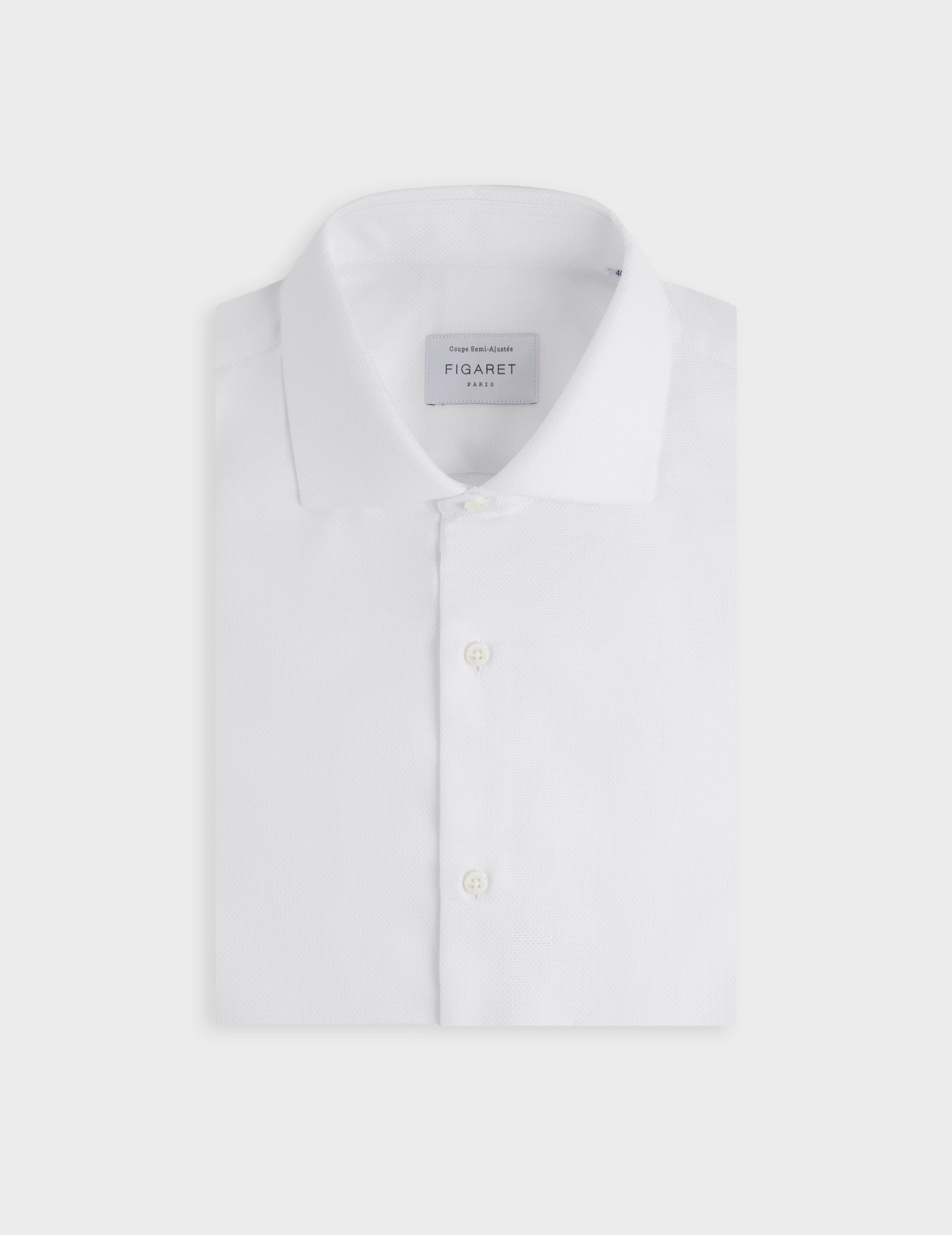 Semi-fitted white shirt - Dobby - Italian Collar