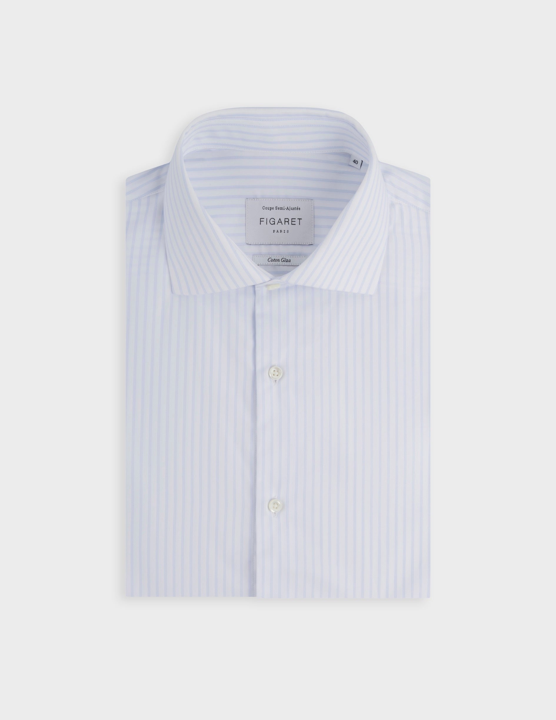 Semi-fitted light blue shirt - Twill - Italian Collar