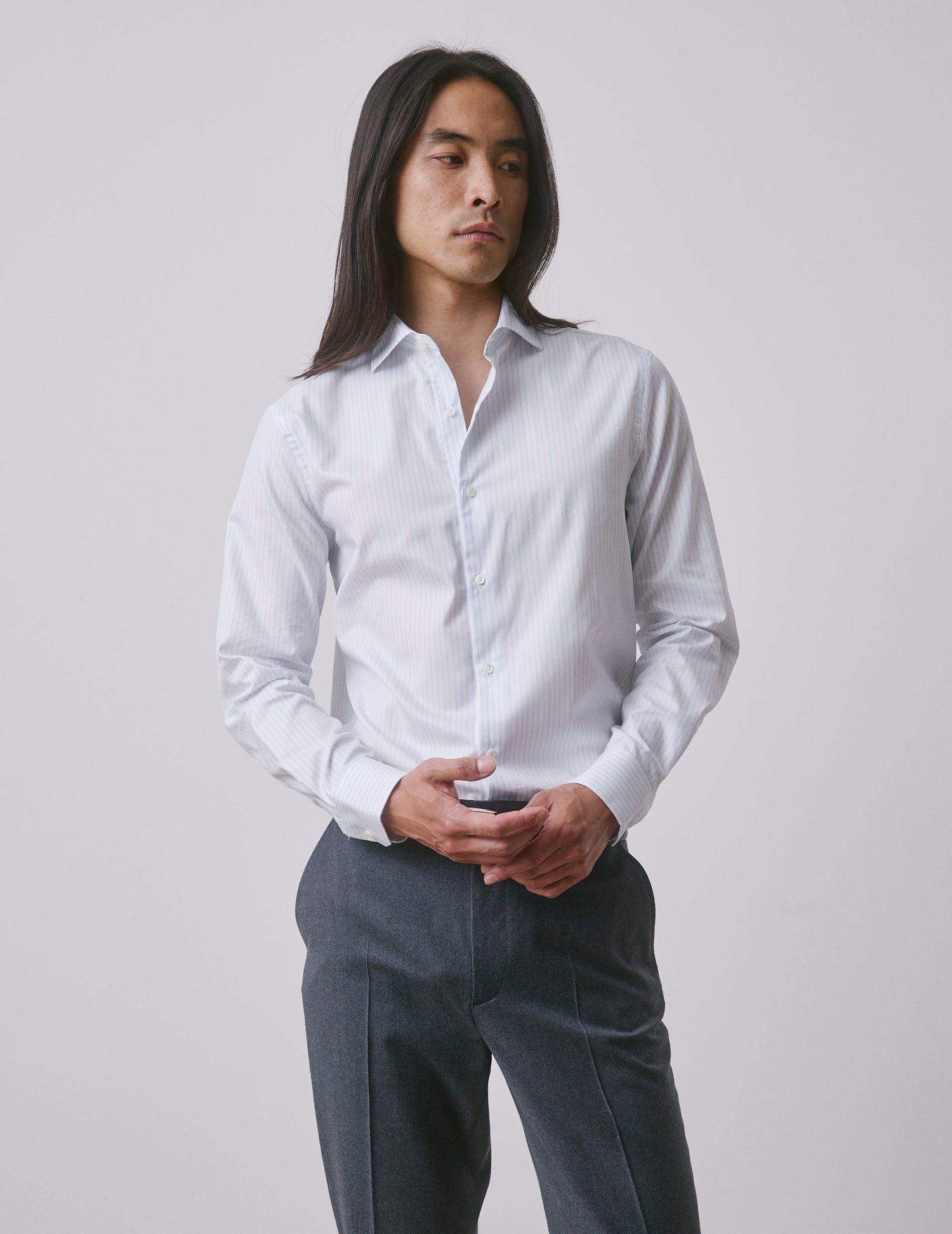 Semi-fitted light blue shirt - Twill - Italian Collar#3