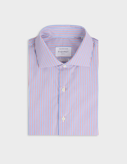 Chemise Voyage col italien en popeline rayée