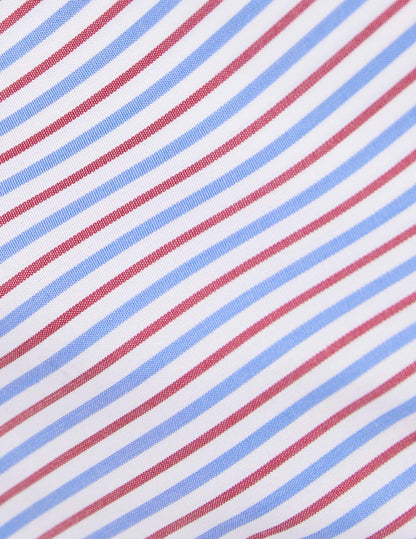 Chemise Voyage col italien en popeline rayée