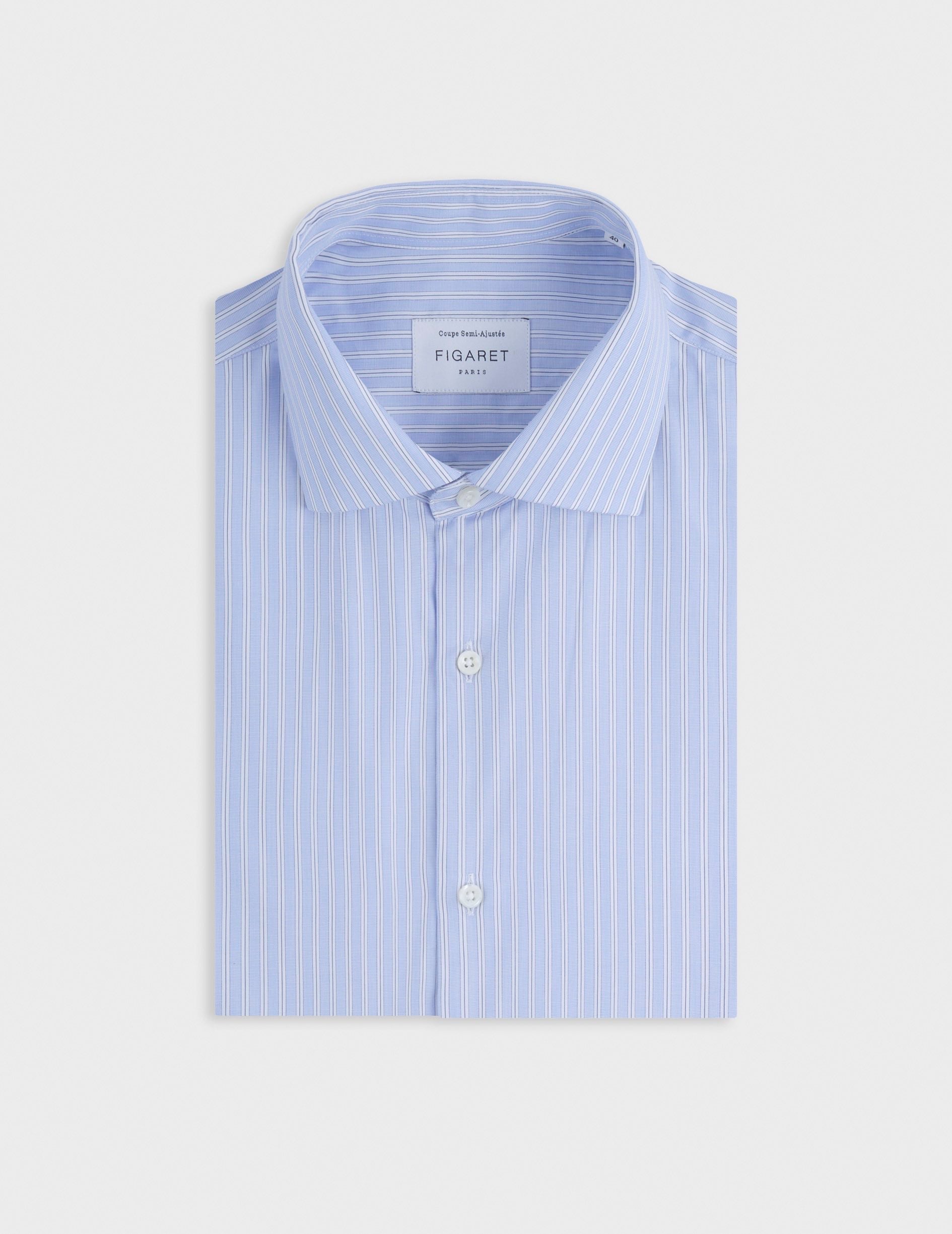 Semi-fitted striped blue Travel shirt