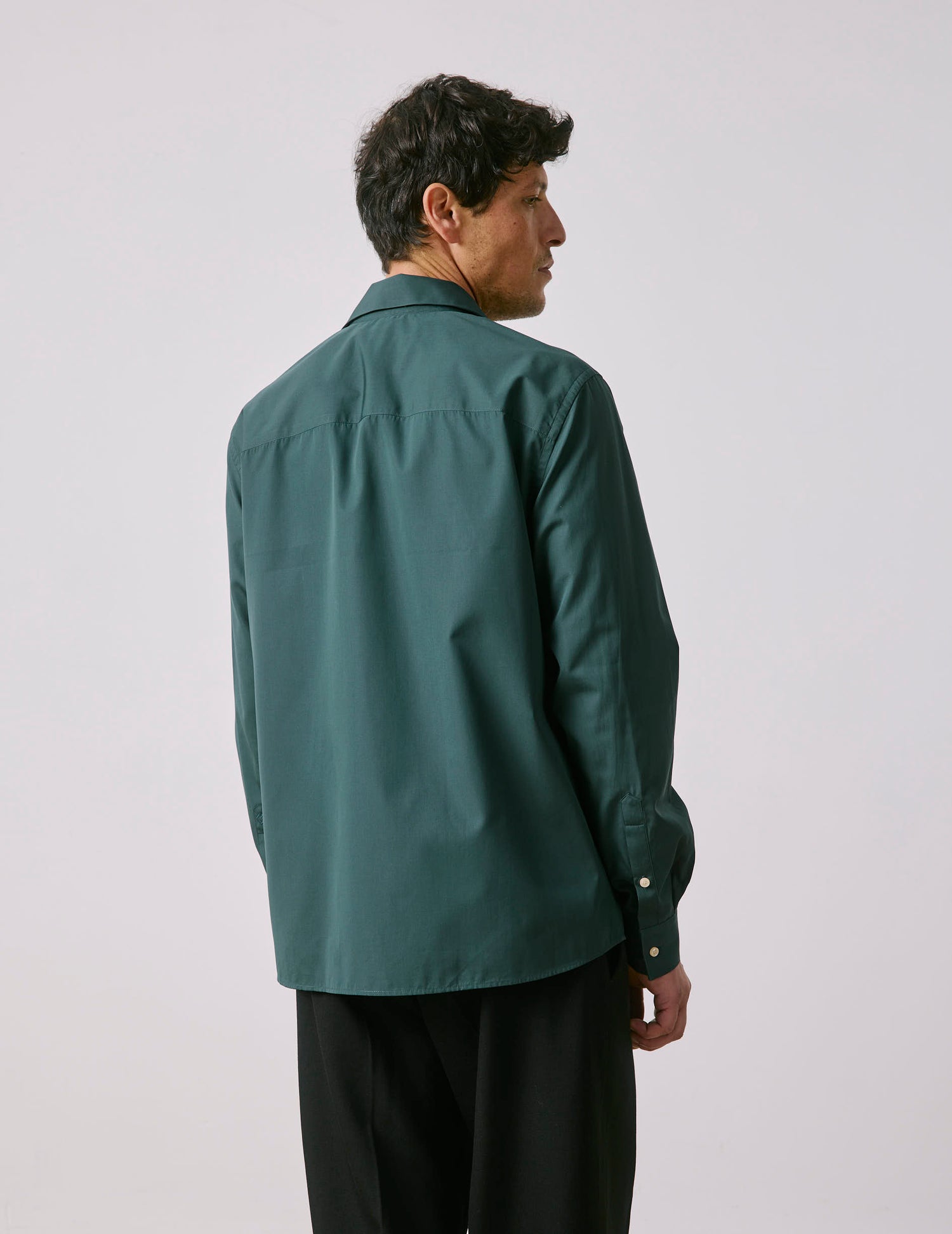 Ivano Dark green shirt - Poplin - Cuban with bridle Collar#2