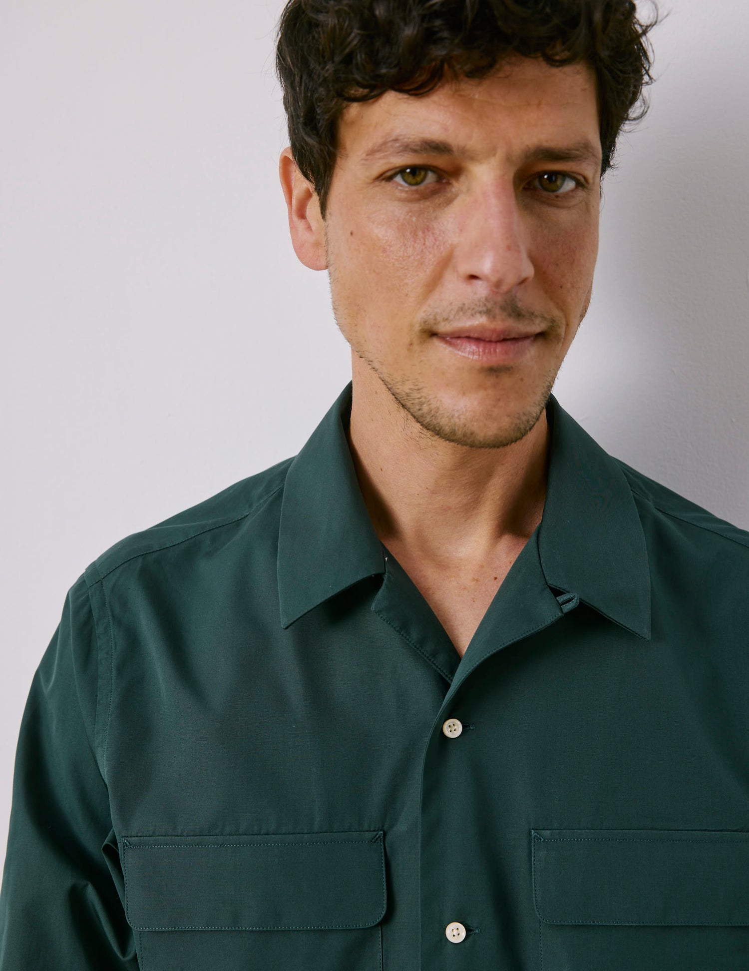 Ivano Dark green shirt - Poplin - Cuban with bridle Collar#4
