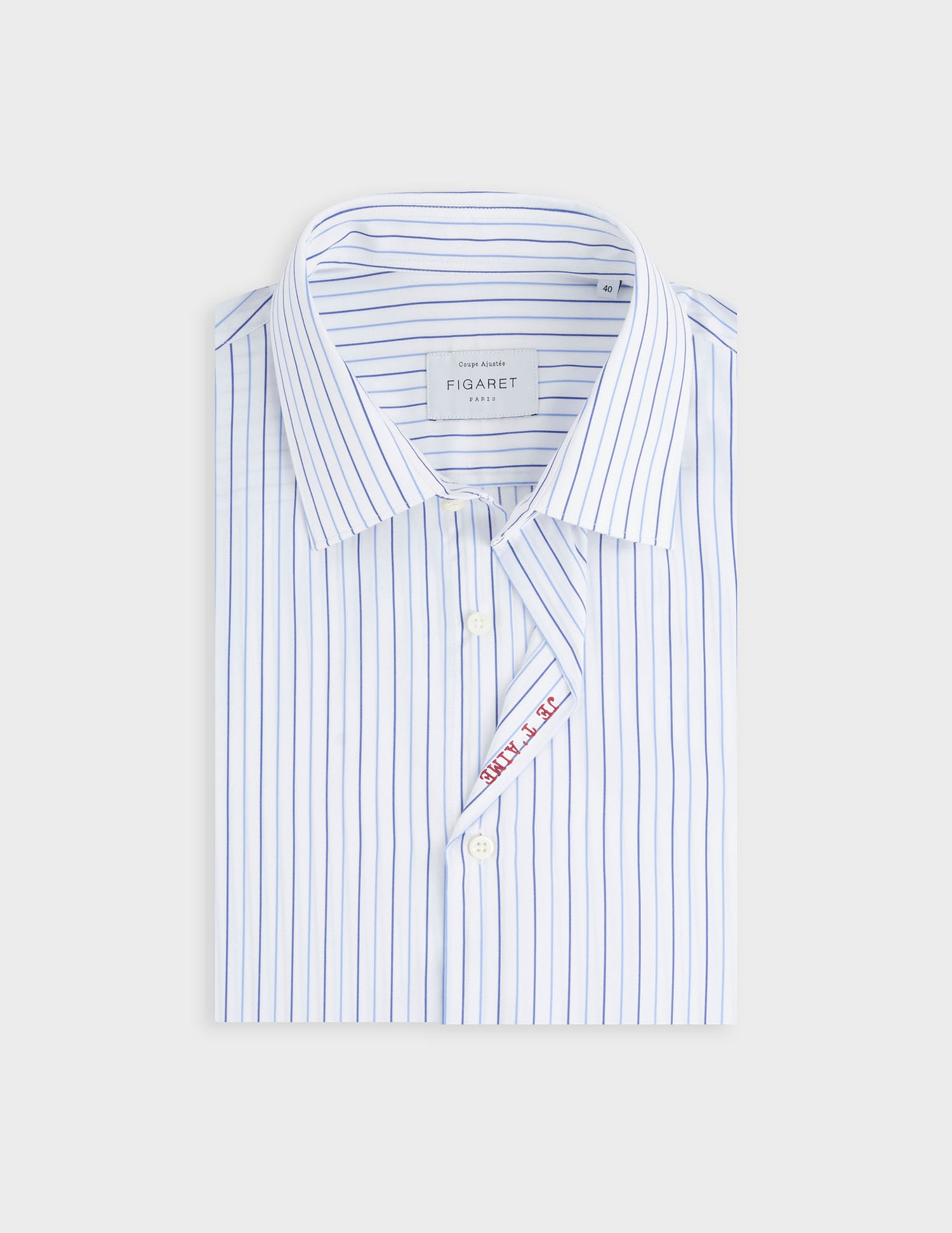 Chemise mixte "Je t'aime" bleue - Façonné - Col Figaret#8