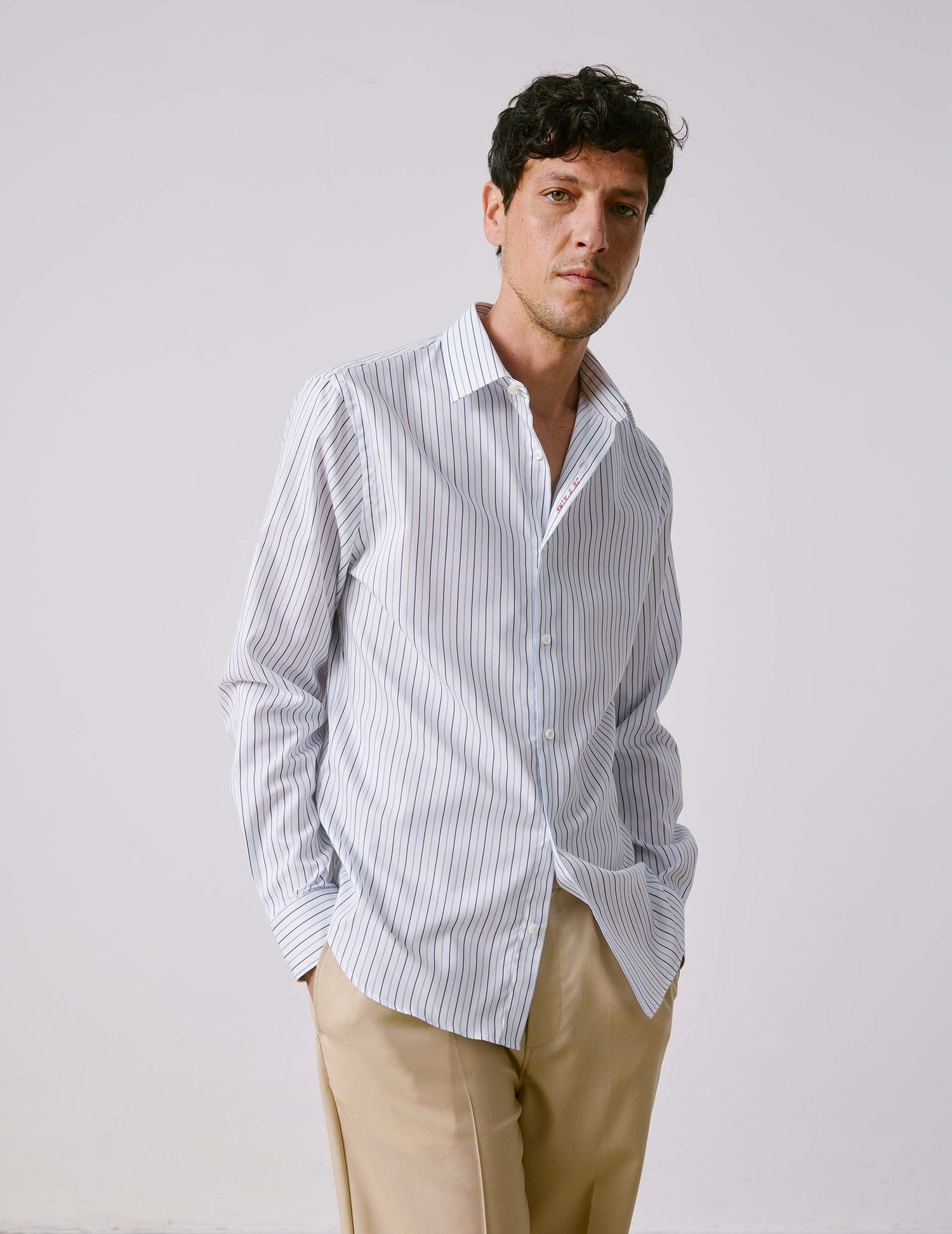 Chemise mixte "Je t'aime" bleue - Façonné - Col Figaret#3