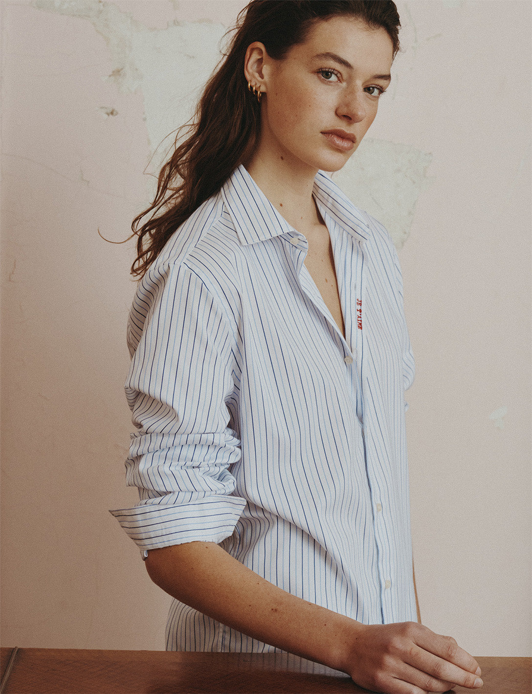 Chemise mixte "Je t'aime" bleue - Façonné - Col Figaret#2