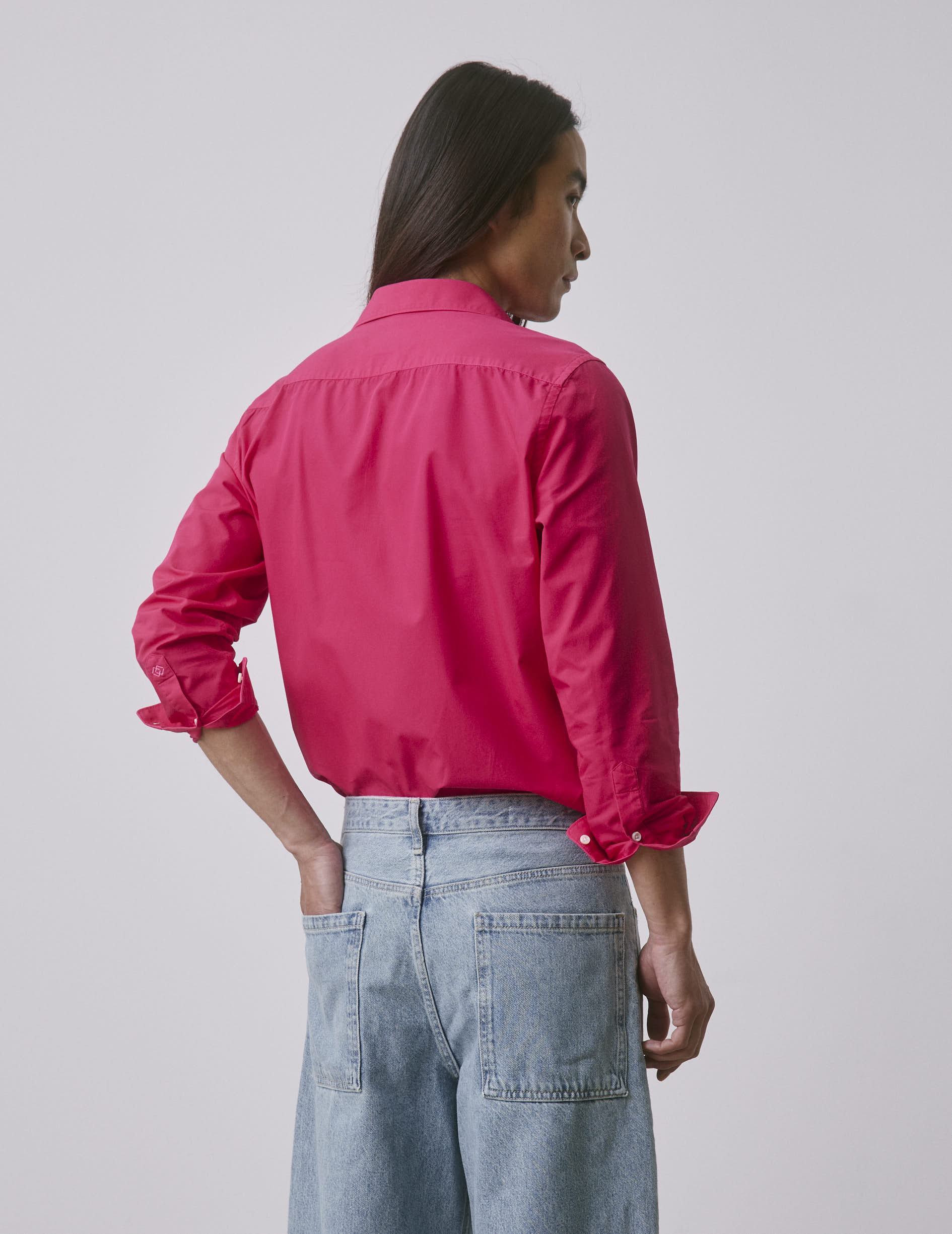 Unisex fuchsia "Je t'aime" shirt - Poplin - Figaret Collar