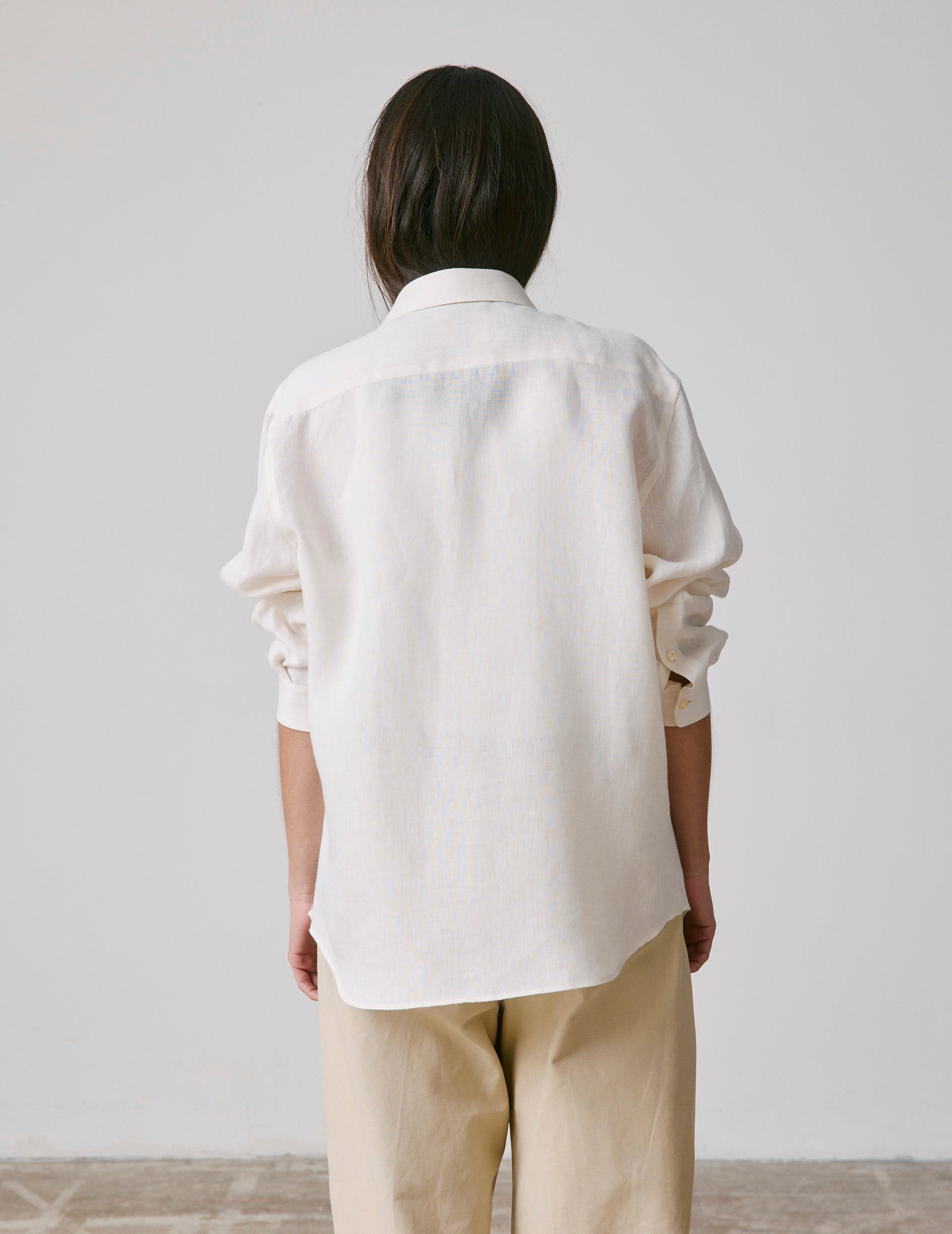 Unisex “Je t’aime” shirt in ecru linen - Lin - Figaret Collar