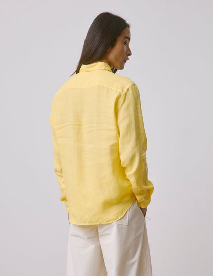 Unisex linen yellow "Je t'aime" shirt