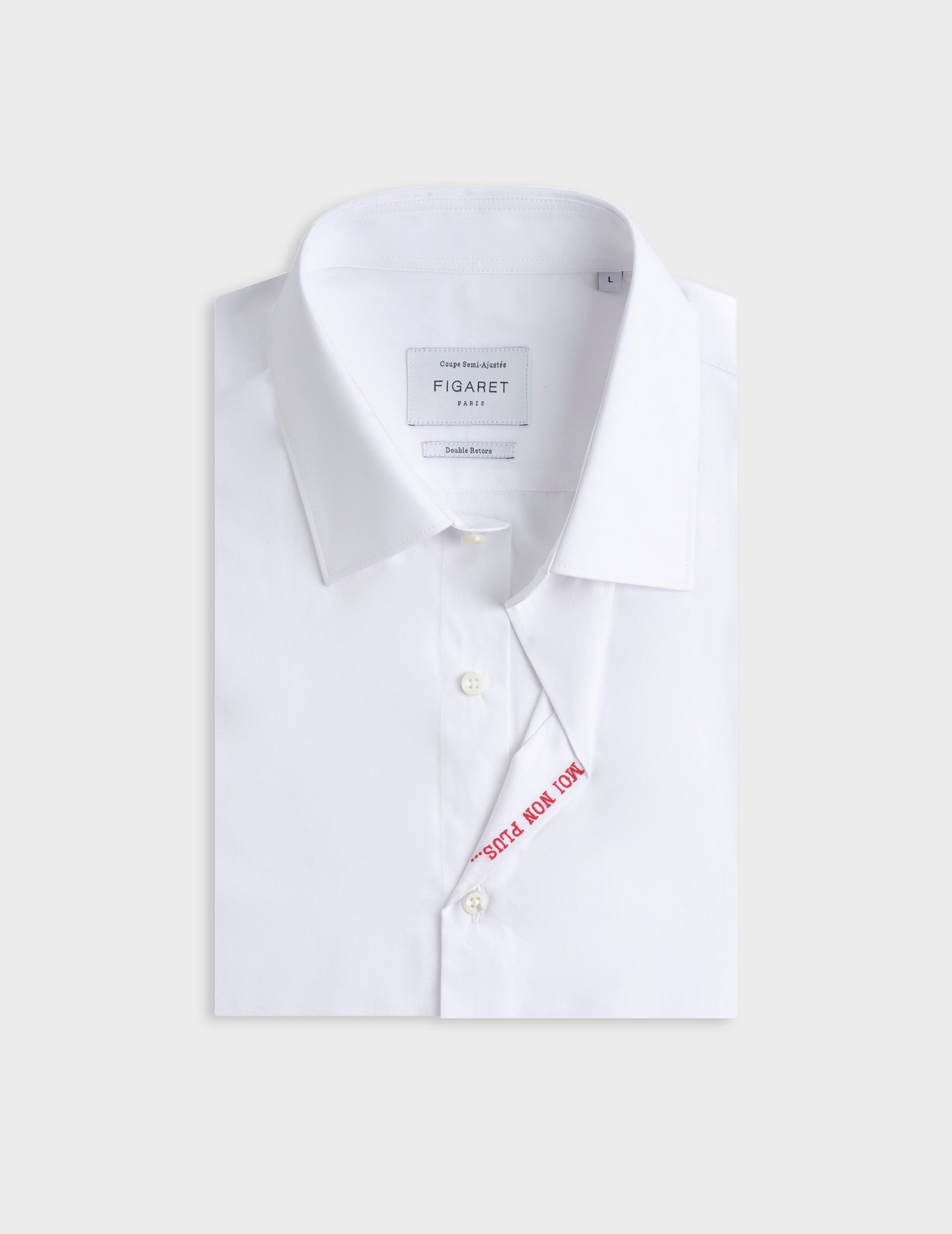 Unisex White Moi non plus shirt - Poplin - Figaret Collar#12
