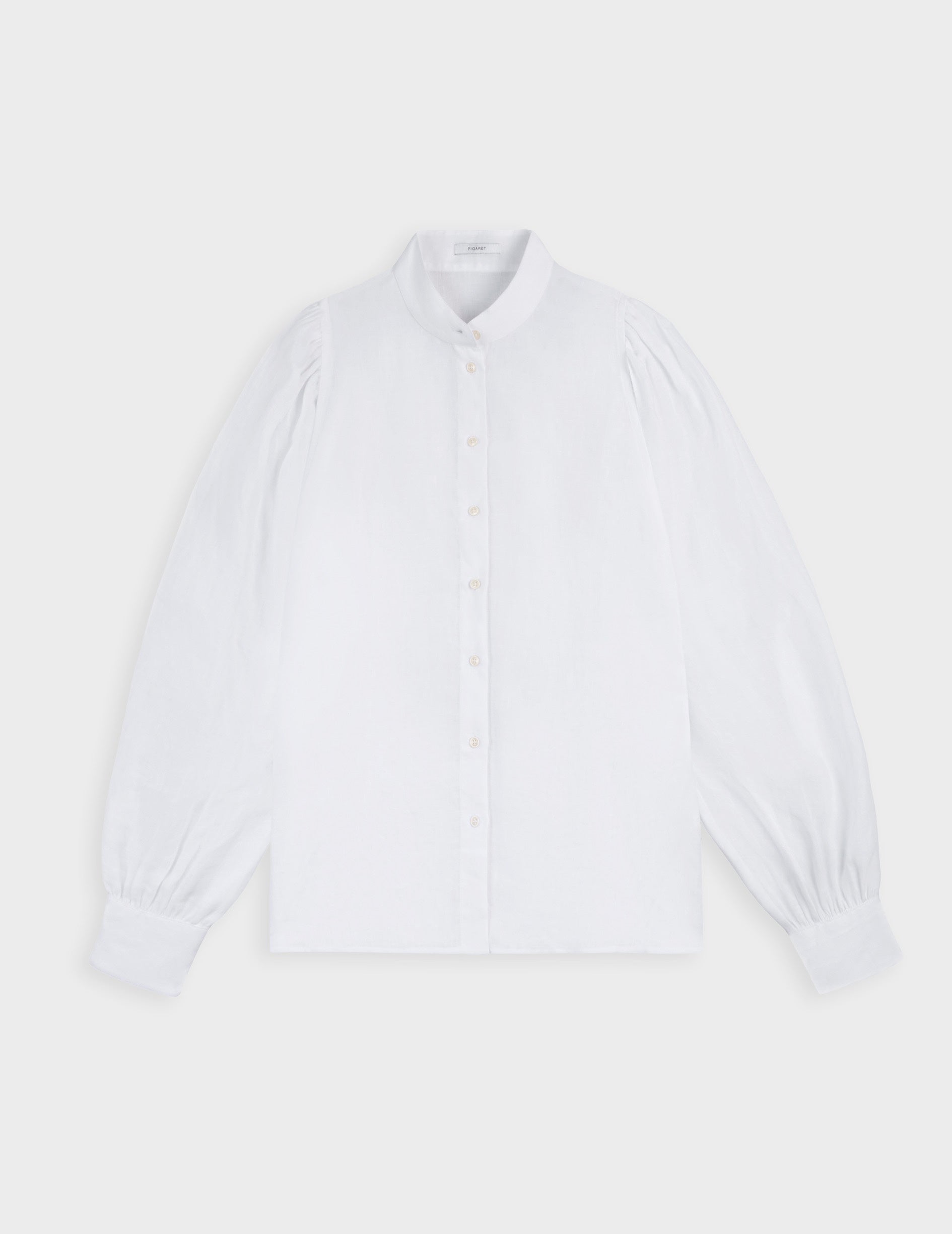 Chemise Lanaée en lin blanc - Lin - Col Officier