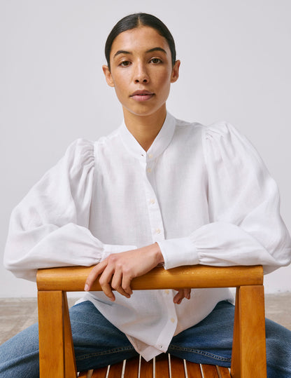Chemise Lanaée en lin blanc