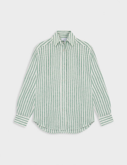 Chemise Léanna en lin rayé vert