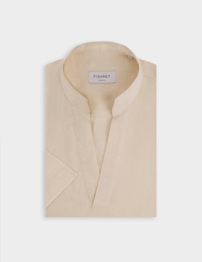 Chemise Leon manches courtes en lin écru