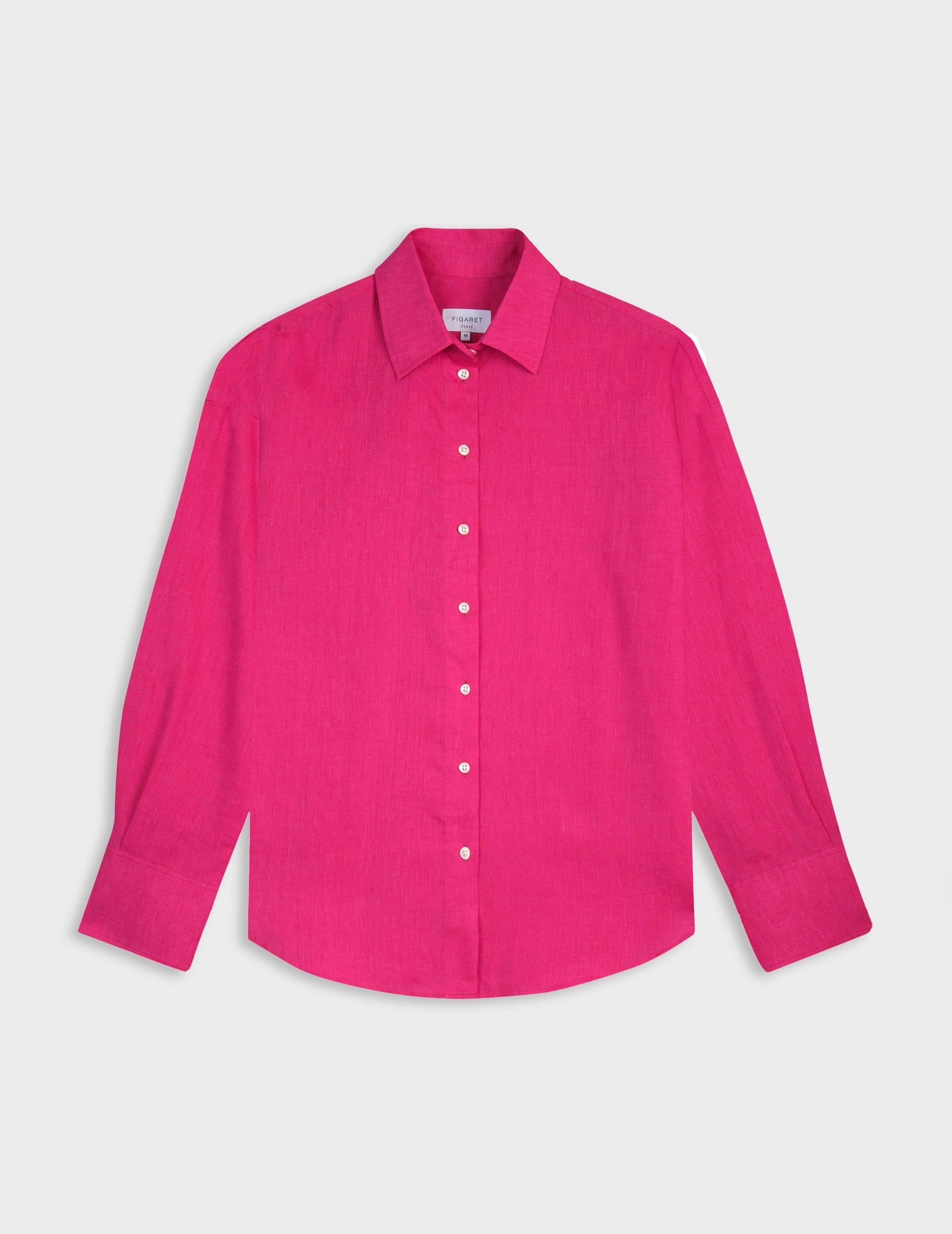  Fuchsia linen oversized Lizandra shirt - Lin - Chemise Collar