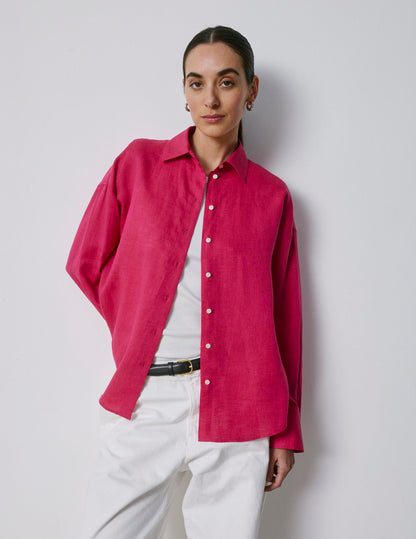  Fuchsia linen oversized Lizandra shirt