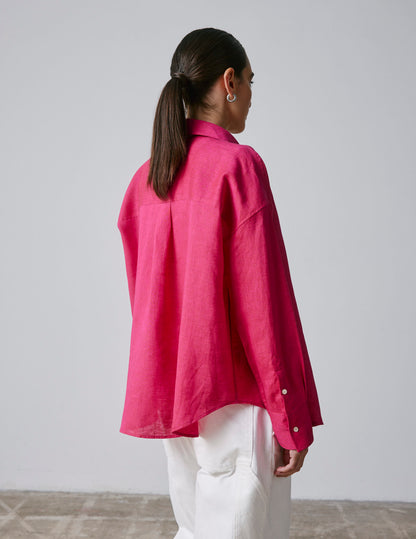  Fuchsia linen oversized Lizandra shirt