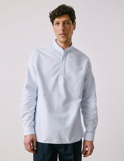 Logan Striped light blue popover shirt