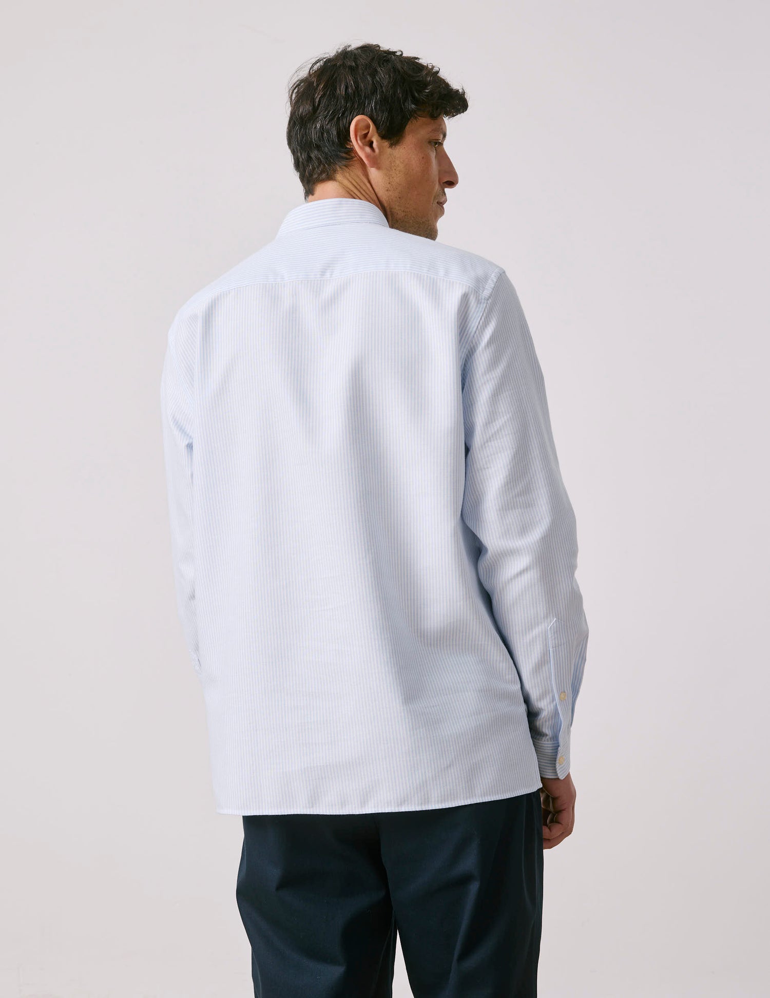 Chemise popover Logan rayée bleu clair - Oxford - Col Officier#2