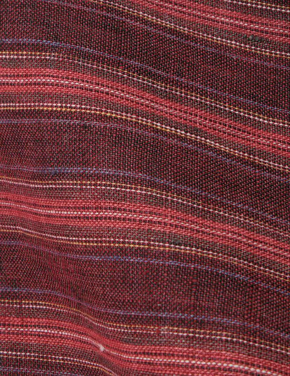 Chemise Lois manches courtes en lin rayé bordeaux