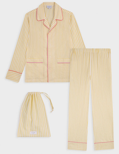 Louis striped yellow cotton and linen pajama