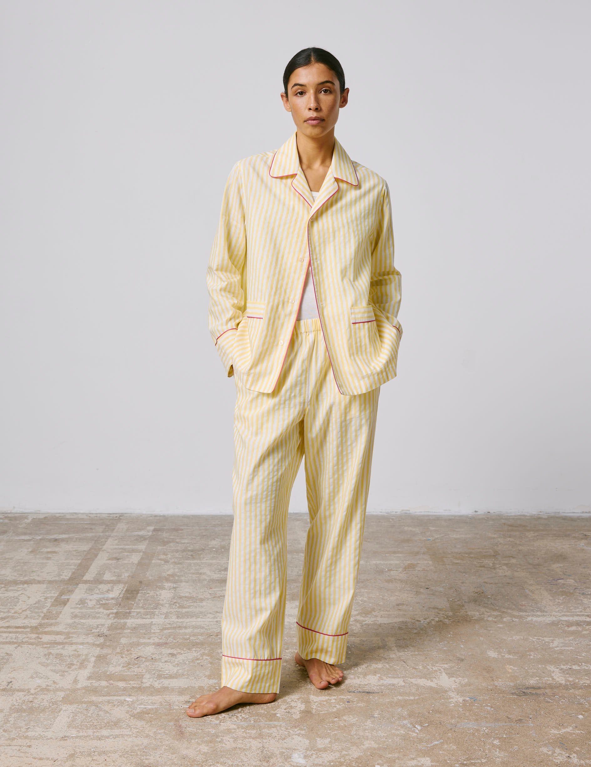 Louis striped yellow cotton and linen pajama