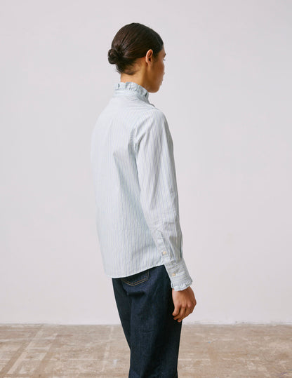 Chemise Louison gorge cachée rayée verte