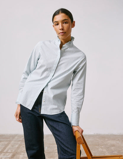 Chemise Louison gorge cachée rayée verte