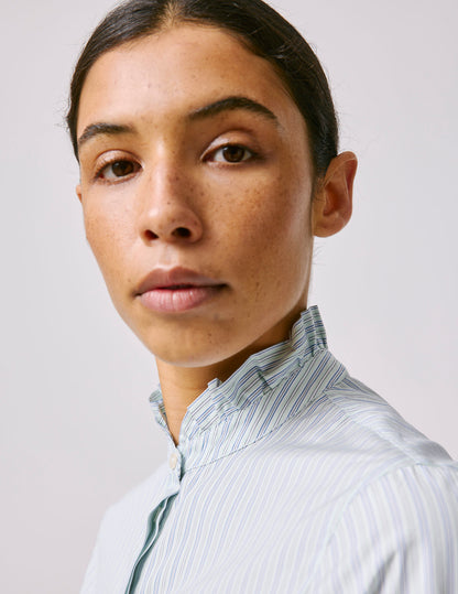 Chemise Louison gorge cachée rayée verte