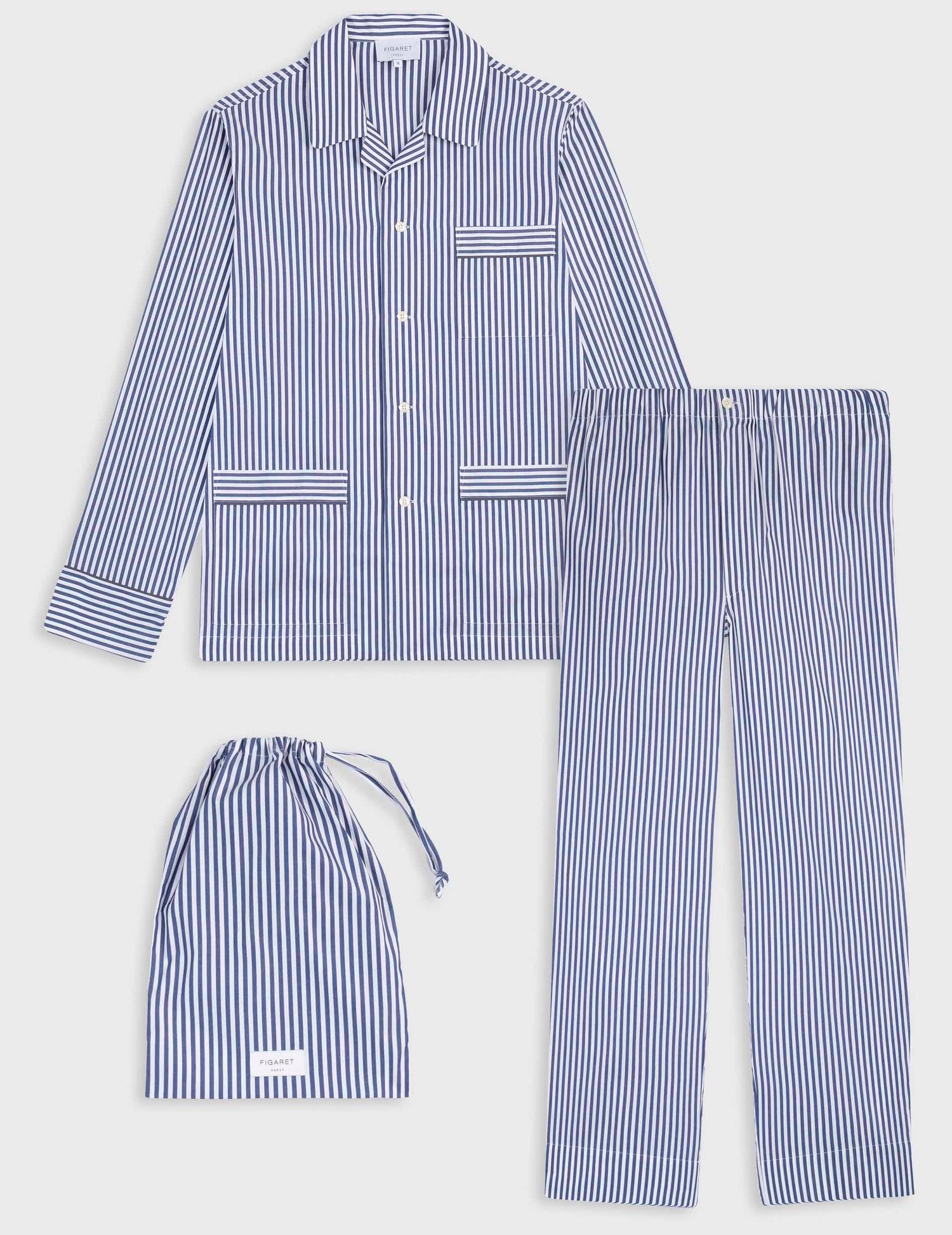 Striped navy poplin Louis pajama 