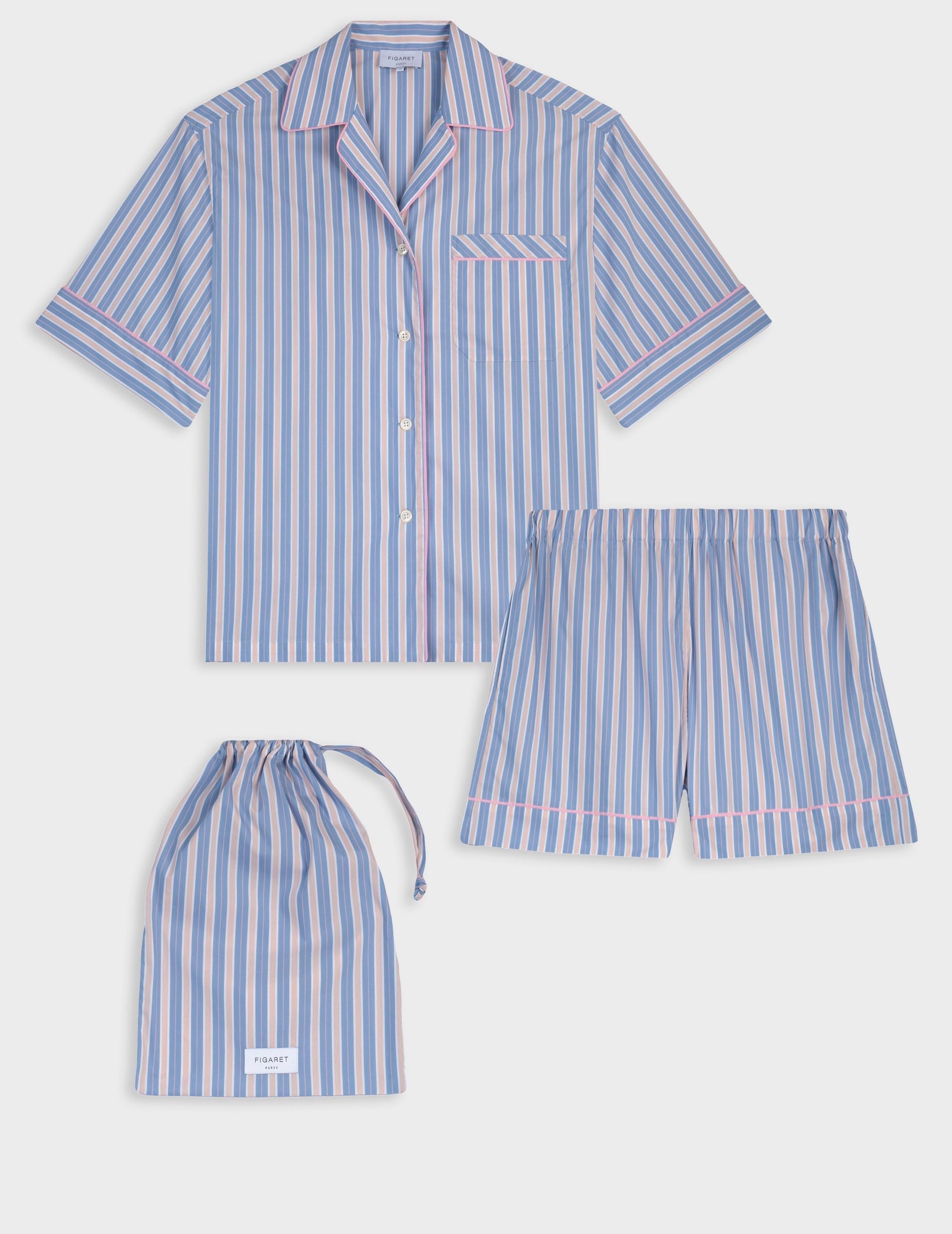 Pyjama Louisy en coton rayé rose
