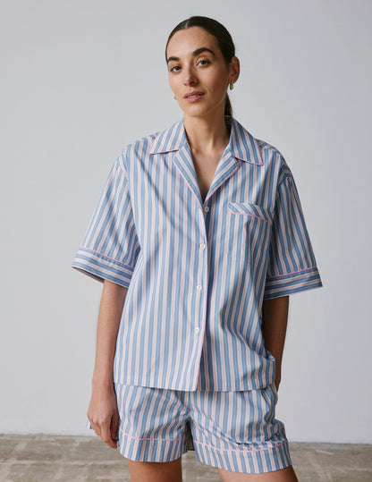 Pyjama Louisy en coton rayé rose