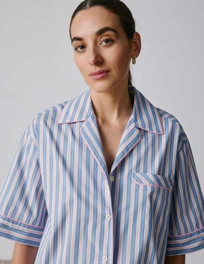 Pyjama Louisy en coton rayé rose