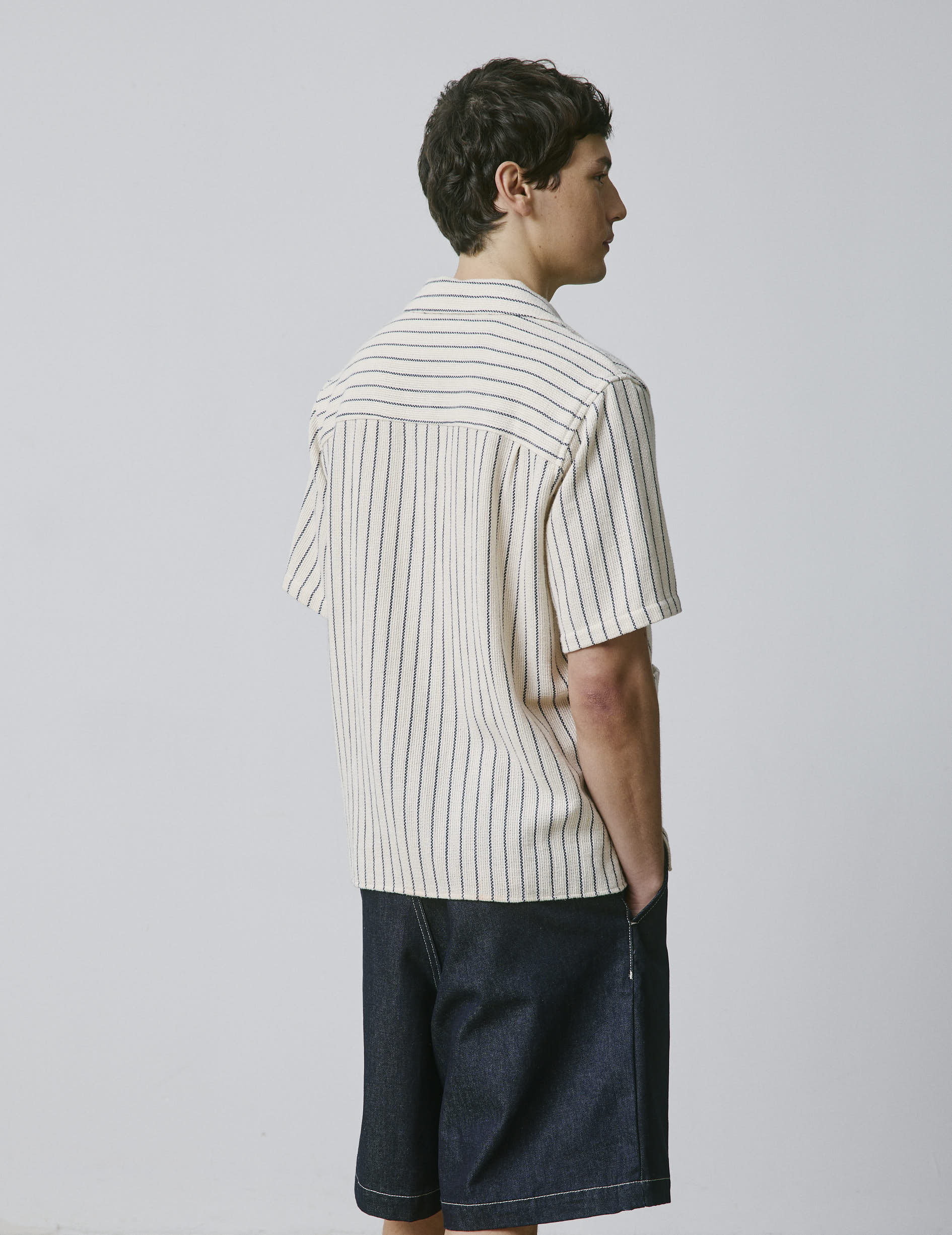 Chemise Luz écrue rayée - Ajouré - Col Pyjama