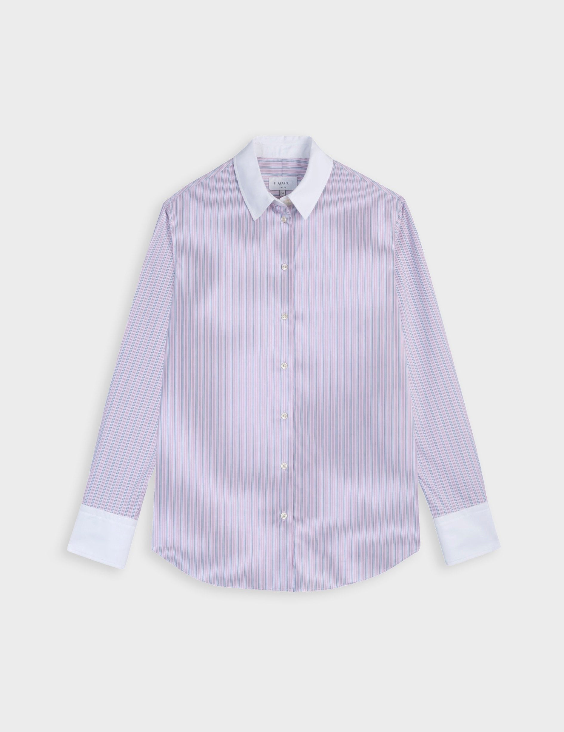 Striped pink Marion shirt - Poplin - Shirt Collar