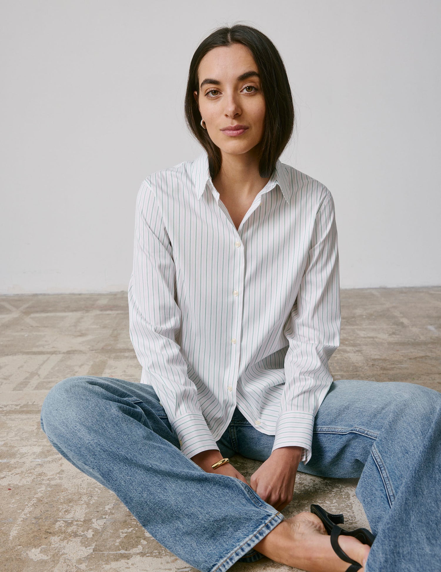 Chemise Marion verte - Twill - Col Chemise